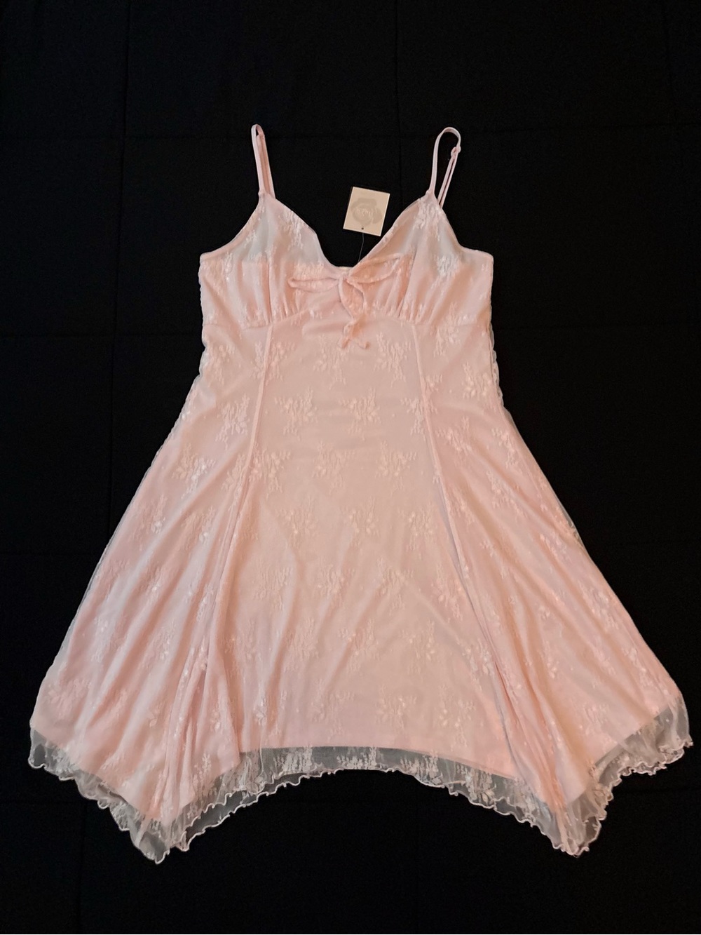 No comment Pink Lace-Trim Dress